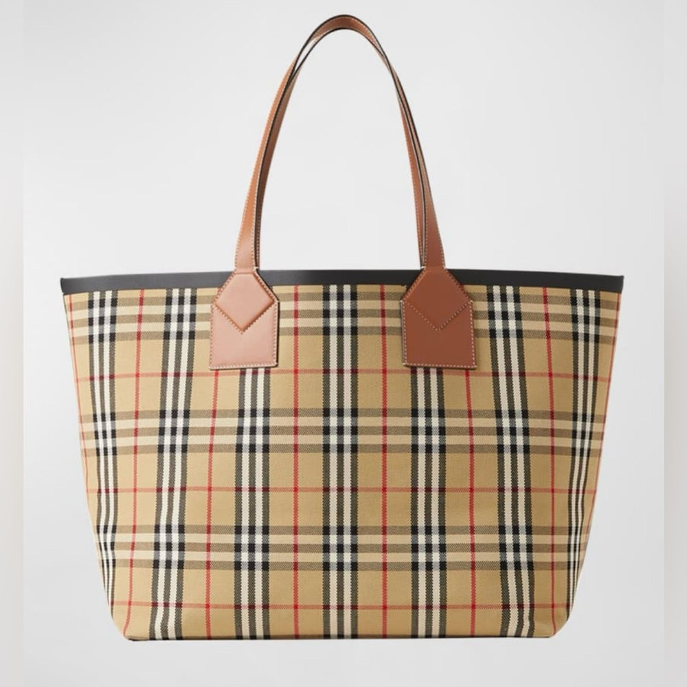 **NWT**Burberry Heritage Extra Large Check Canvas Tote Bag - Picture 3 of 6